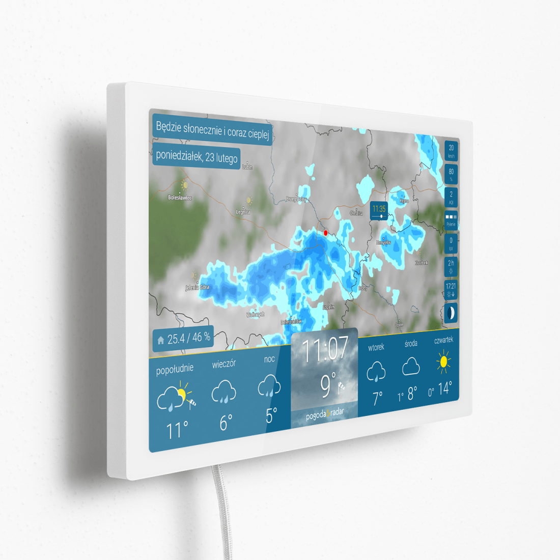 pogoda & radar home (Biały) + zestaw do montażu na ścianie